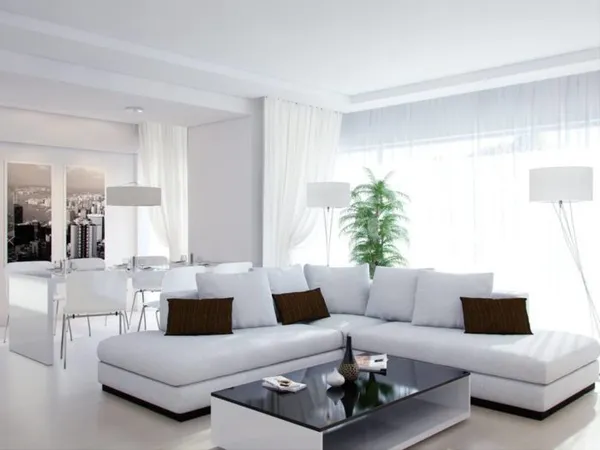 Интерьер гостиной в белых тонах: 55 вариантов дизайна 2