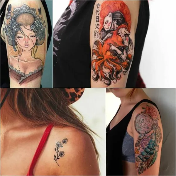 женские тату на руке - женские тату на плече - тату на плече для девушек 
