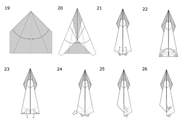 Сборка журавлика-оригами