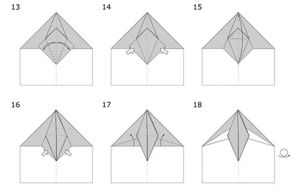 Сборка журавлика-оригами