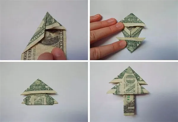 Схема оригами-дерева из денег