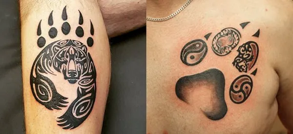 Этнические мотивы татуировок следов животных с стилизацией под индейские