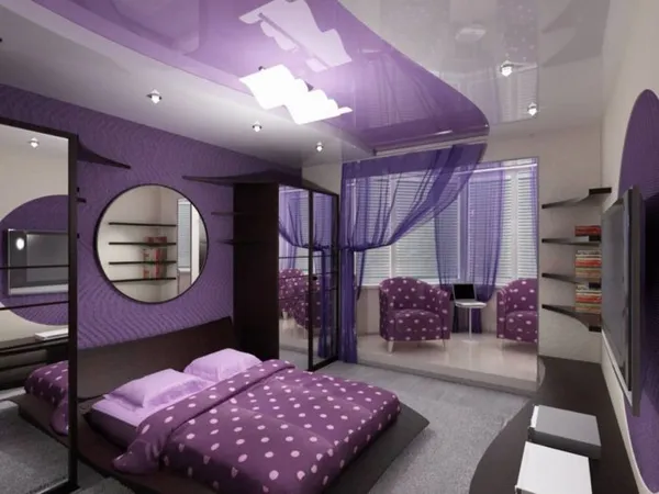 100 дизайнерских решений фиолетовой спальни 14