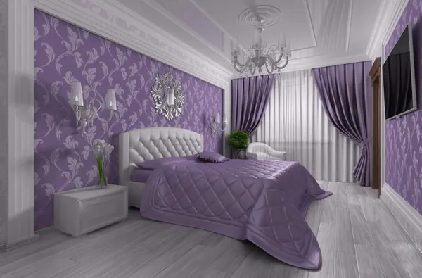 100 дизайнерских решений фиолетовой спальни 9