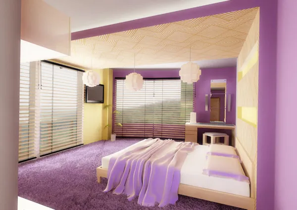 100 дизайнерских решений фиолетовой спальни 15