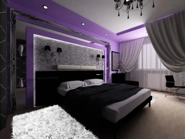 100 дизайнерских решений фиолетовой спальни 23