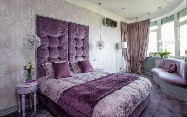 100 дизайнерских решений фиолетовой спальни 7