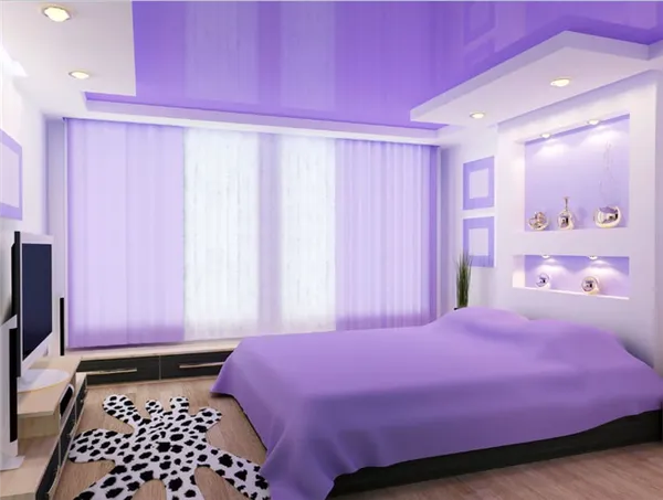 Текстиль в фиолетовой спальне