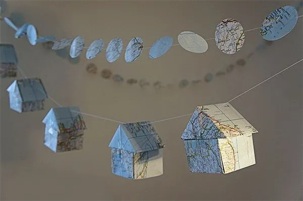 Поэтапная сборка оригами-домика для гирлянды 