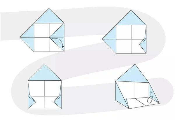 Поэтапная сборка одностороннего домика в технике оригами 