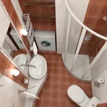 Квадратная ванная комната с душевой кабиной
