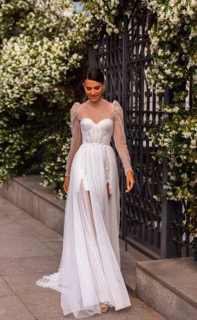 Летние свадебные платья — выбираем подходящий фасон! Каталог с фотографиями модных и стильных нарядов с примерами, как одеться 19