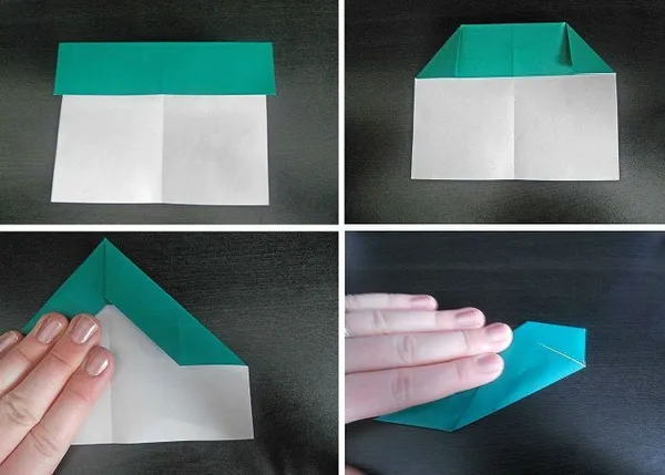 Самолетик оригами: этапы складывания 1-4