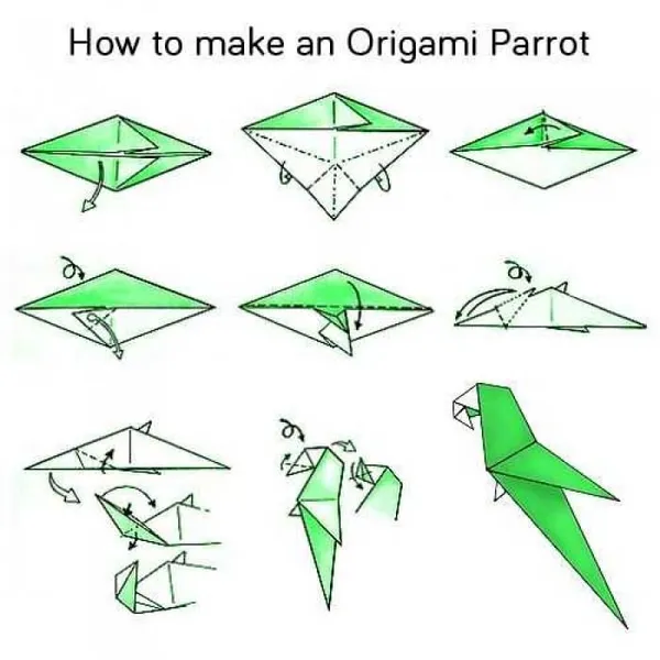 Как сделать оригами попугай - делаем поделку с детьми быстро и просто из модульных элементов 18