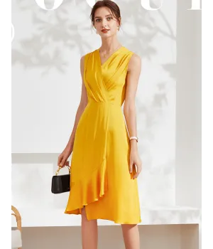 Платье из шелкового стрейч-атласа высокой плотности PLA013