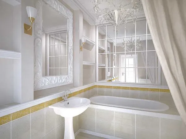 вариант красивого интерьера большой ванной комнаты