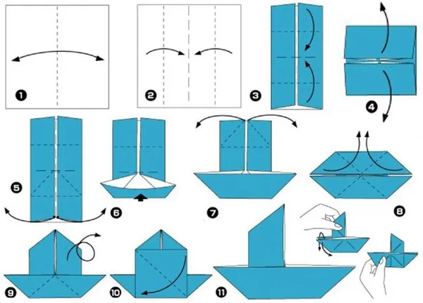 Как сделать бумажный кораблик 6