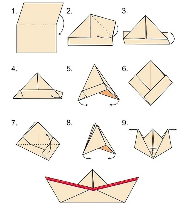 Как сделать бумажный кораблик 9