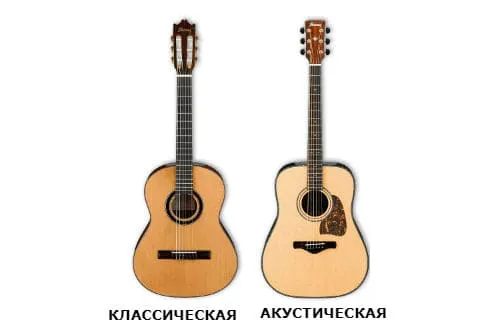 Классическая и акустическая гитары