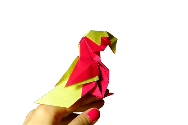 Как сделать оригами попугай - делаем поделку с детьми быстро и просто из модульных элементов 37
