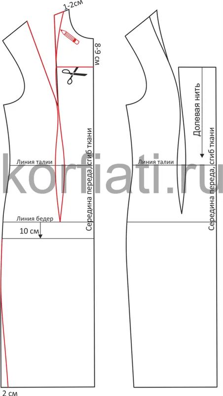 Выкройка платья-футляр - перед