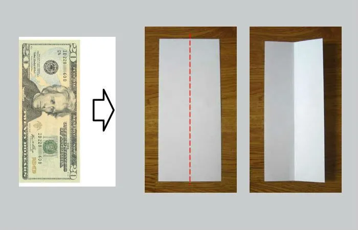 Складывание оригами из долларовой купюры