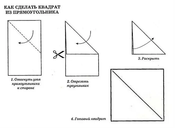 Схема сборки оригами из квадрата