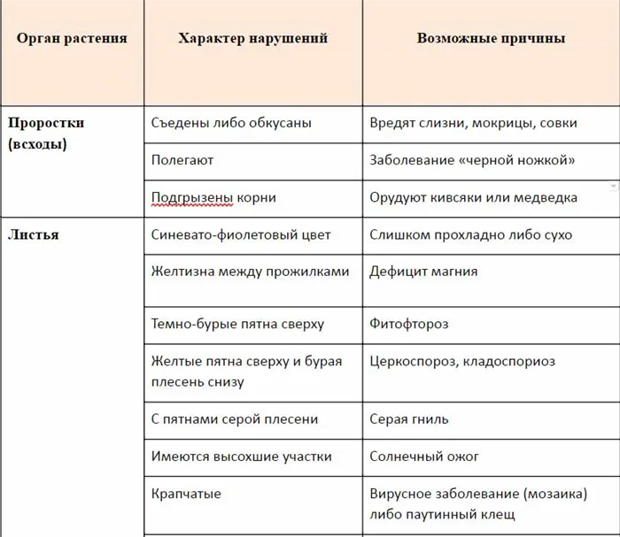 Вредители томатов таблица