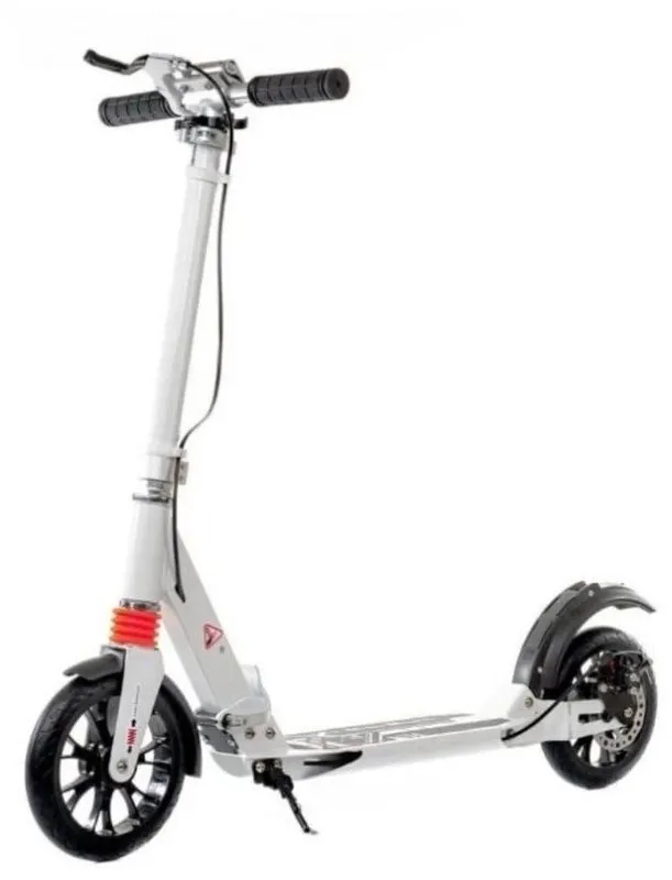 Самокат с амортизаторами Scooter Urban с дисковым тормозом, белый 3