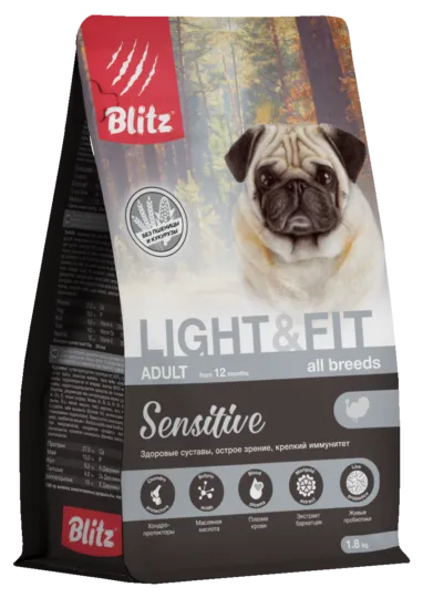 Blitz Sensitive Light & Fit сухой корм для взрослых собак с лишним весом