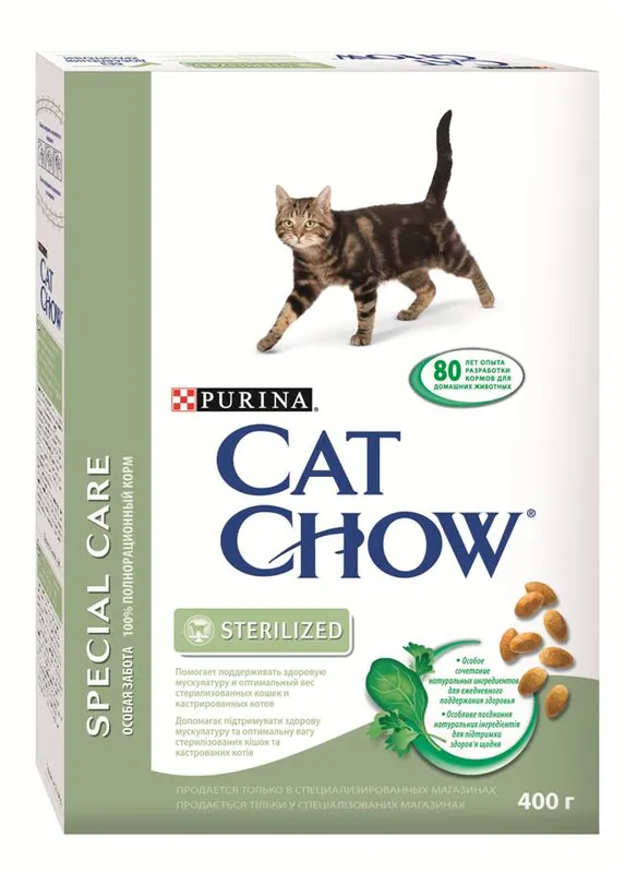 Корм сухой с курицей Purina CAT CHOW (Пурина КЭТ ЧАУ) Special Care Sterilized для стерилизованных кошек и кастрированных котов, 400 гр 18