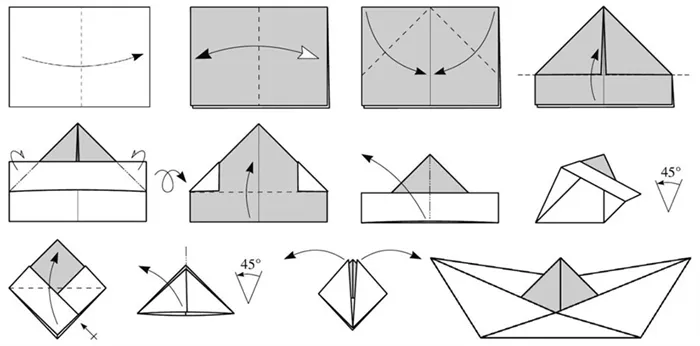 Как сделать оригами в виде катера катер из бумаги 3